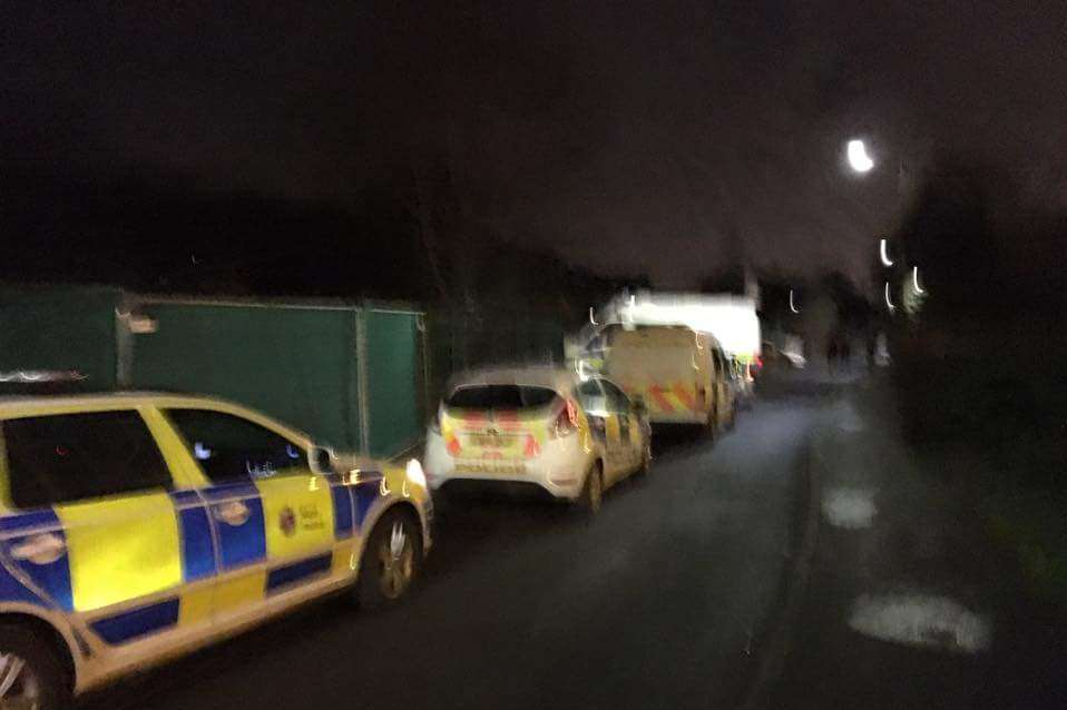 The police outside the illegal rave. Picture Harry Ace.