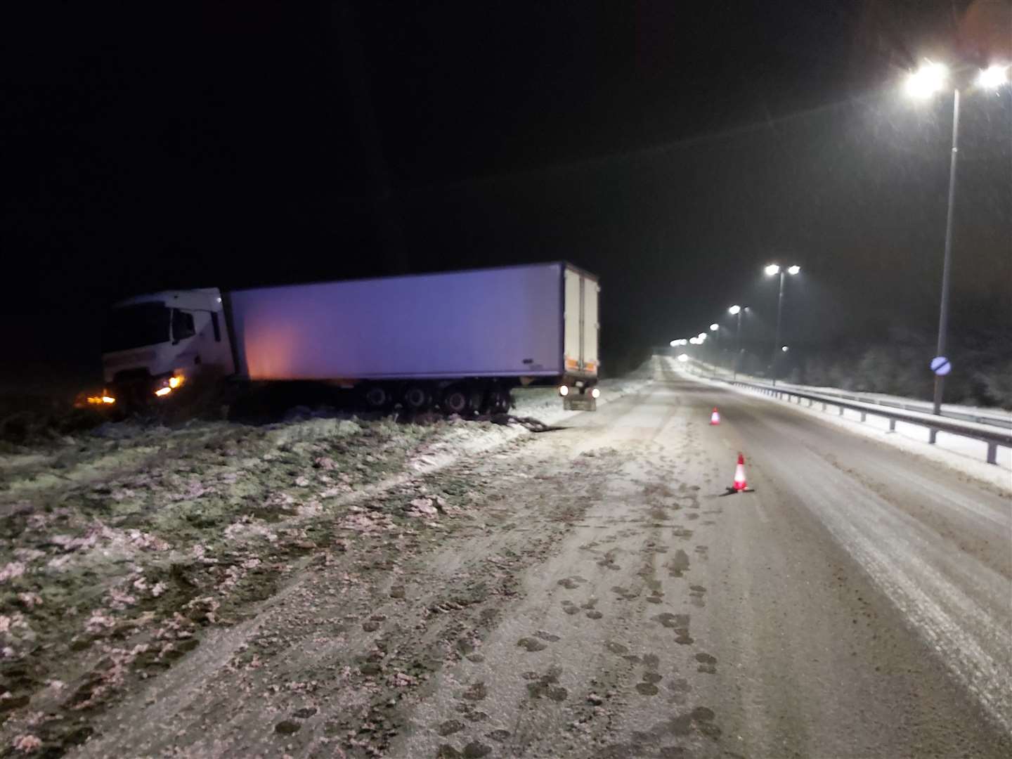 Police were called to the coast-bound carriageway of the A299 Thanet Way after a lorry veered off the road this morning. Picture: Kent Police