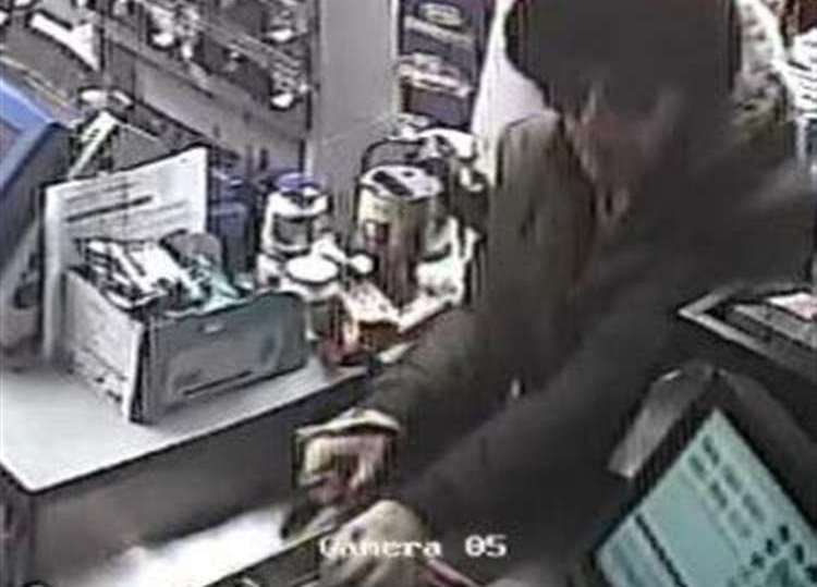 Stockdale in 2018 seen with a knife on CCTV in a Rochester shop. Picture: Kent Police