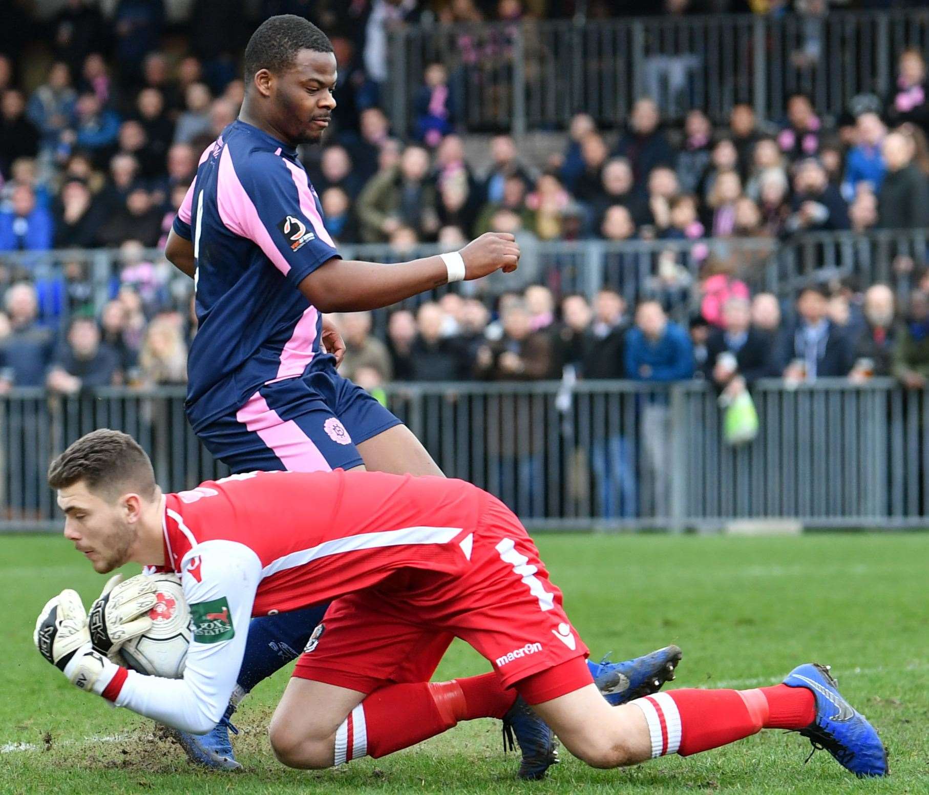 Goalkeeper Bailey Vose in action for Dartford against Dulwich. Picture: Keith Gillard