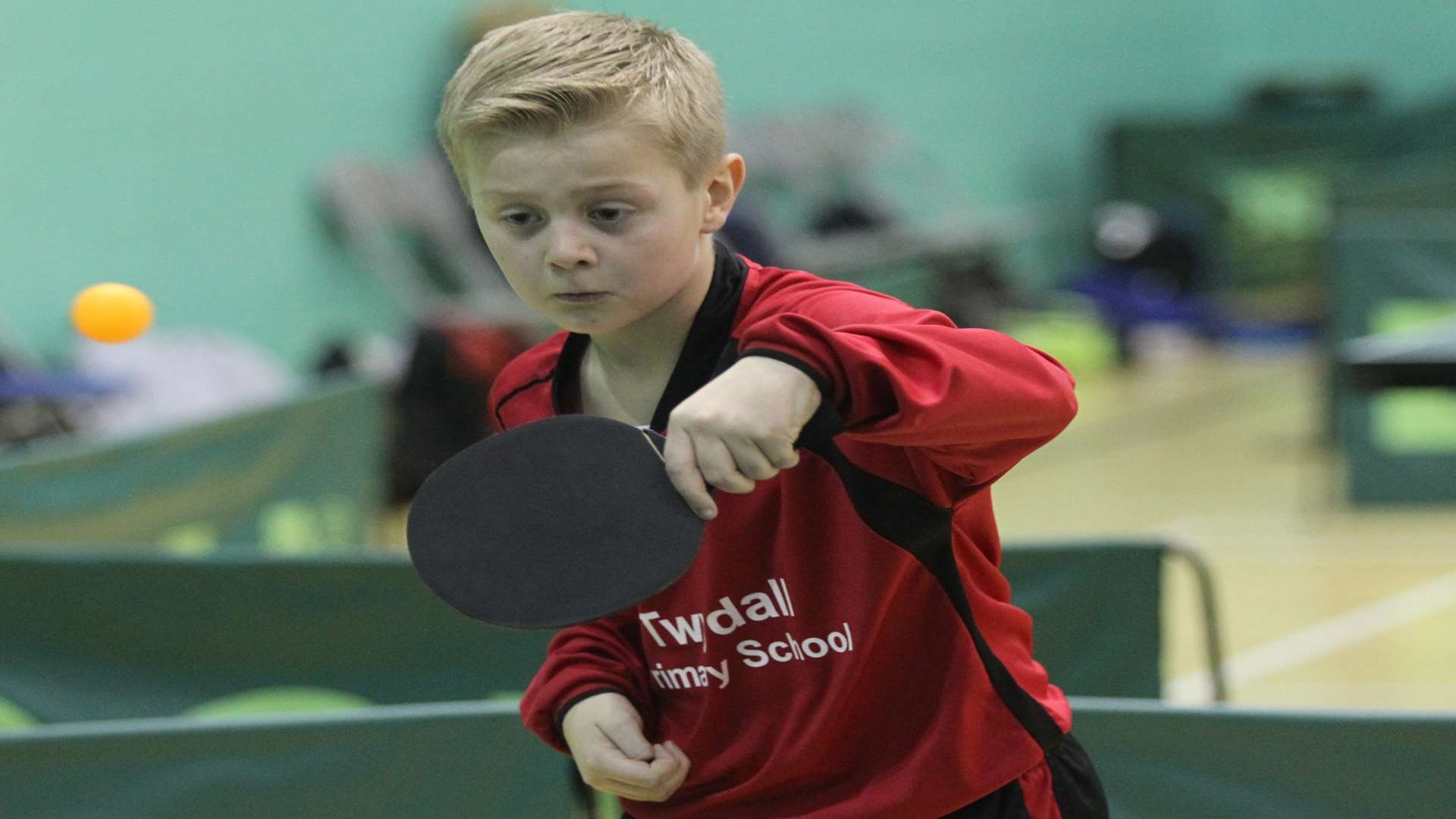 Calum Kurentas, nine, playing for Tywdall Primary School