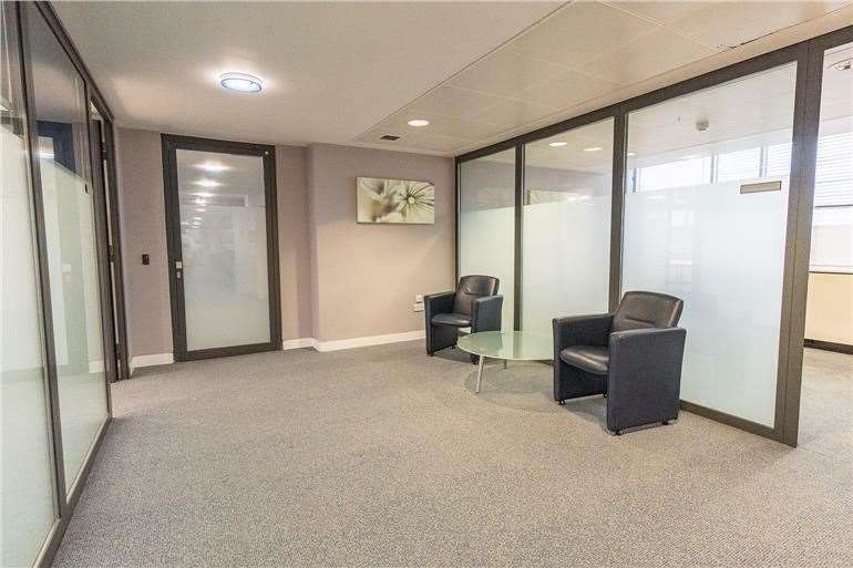 The upstairs offices have panoramic views of the North Downs in Folkestone