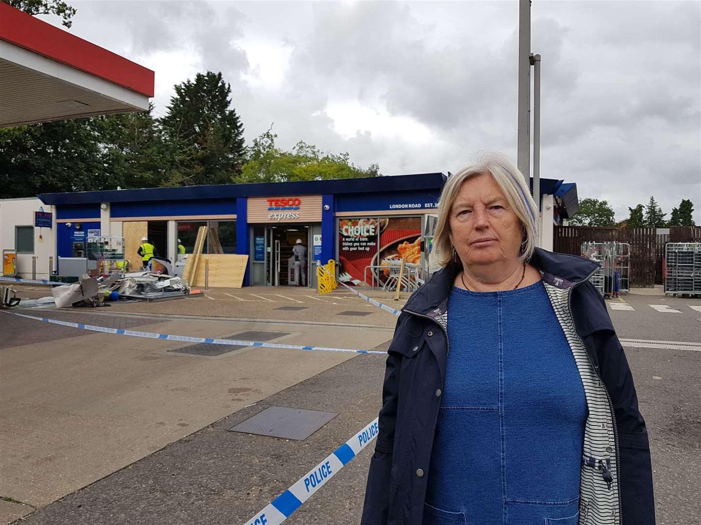 Cllr Anita Oakley (Larkfield South), looking over the scene of the ram-raid in London Road, Larkfield