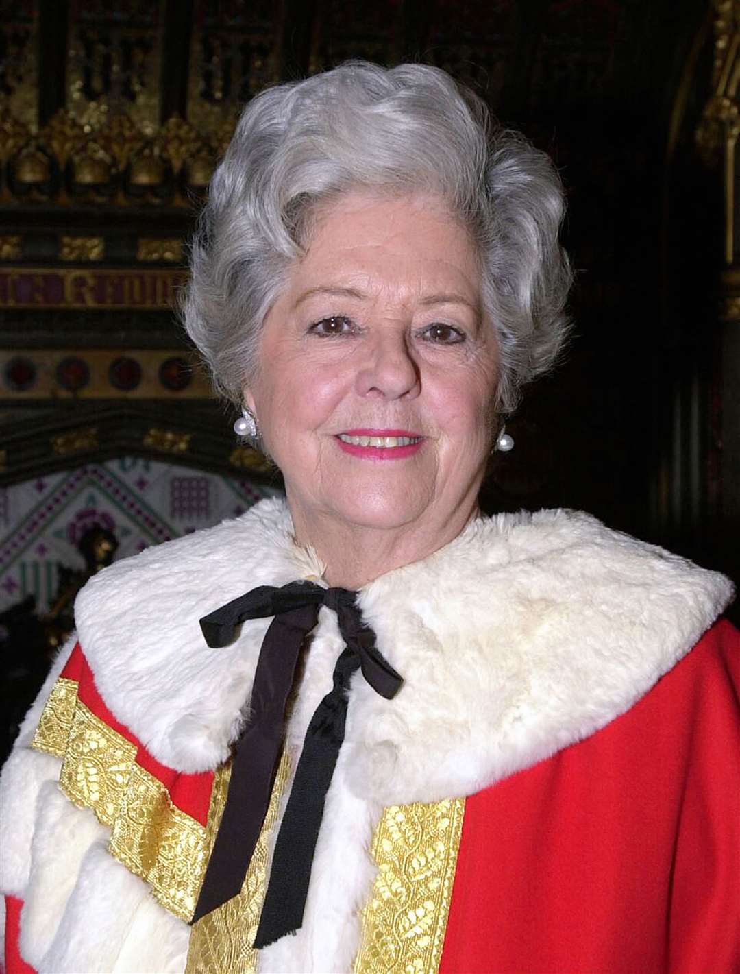 Baroness Betty Boothroyd donning her robes ahead of her introduction into the House of Lords (Michael Stephens/PA)