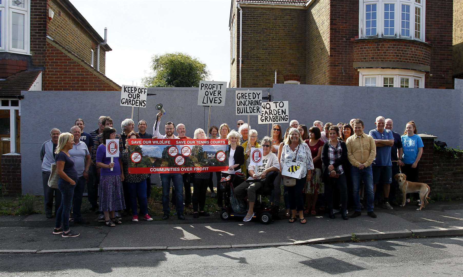 Protesters back in 2019 at Second Avenue close to where the proposed access road to the development