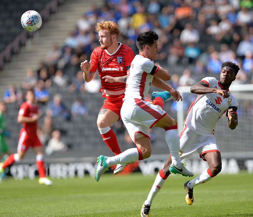 Connor Ogilvie in action for the Gills at MK Dons Picture: Ady Kerry