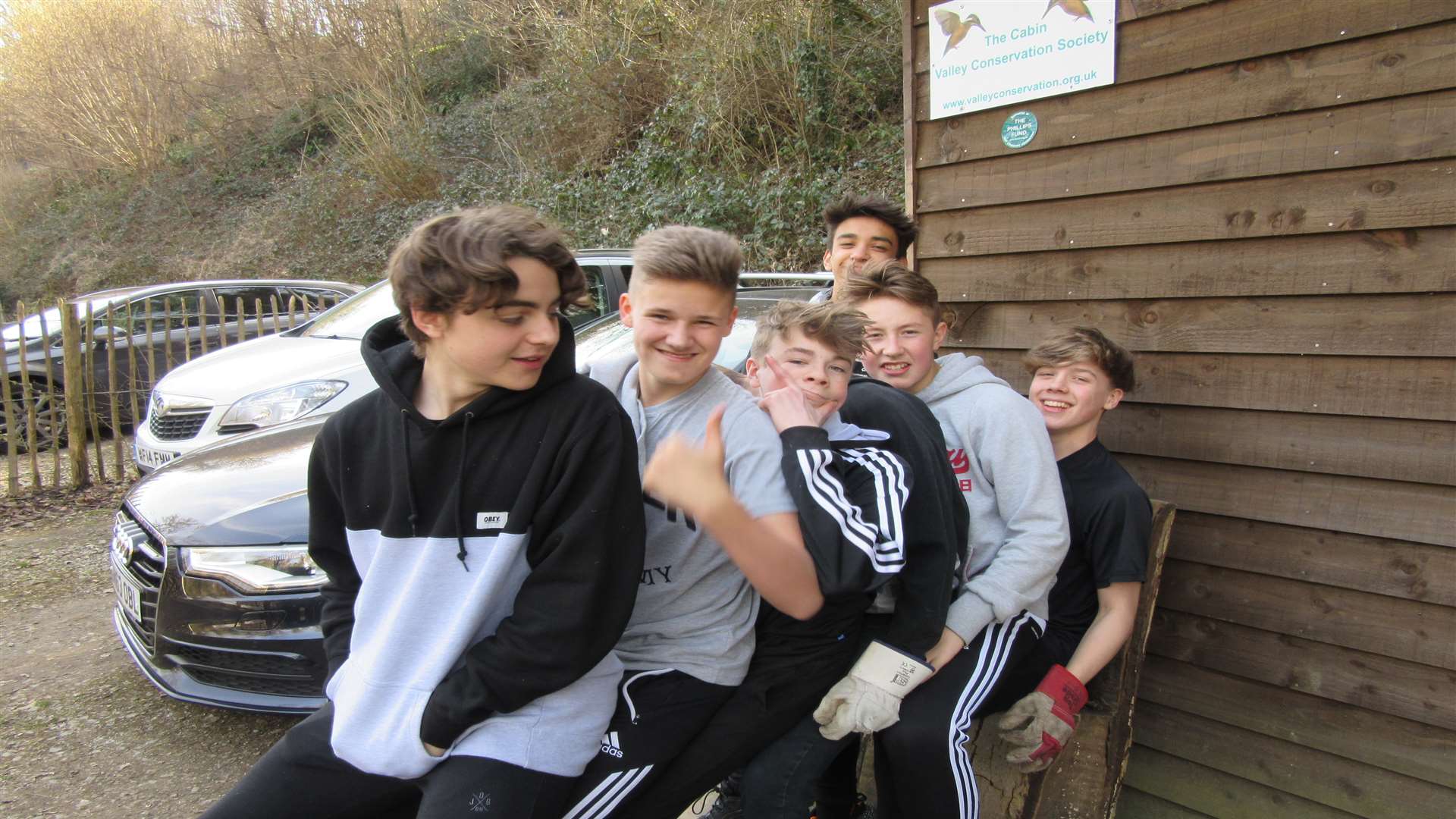 Oakwood Park students at the VCS Conservation Hut in Tovil