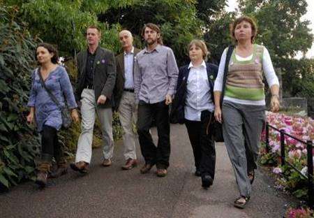 Whitstable Green Lung supporters arrive at the Guildhall for Tuesday's planning meeting