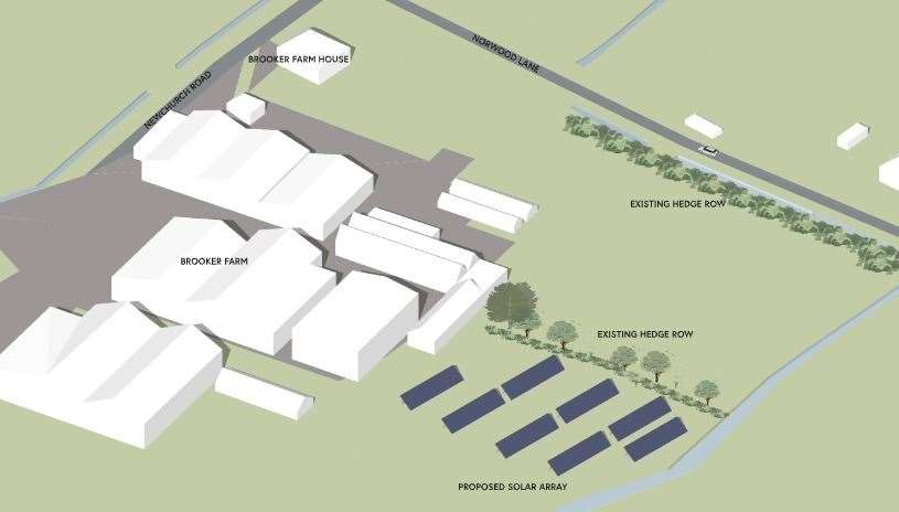 The firm has applied to instal the solar panels at their base on Romney Marsh. Pictures: KAD/planning portal