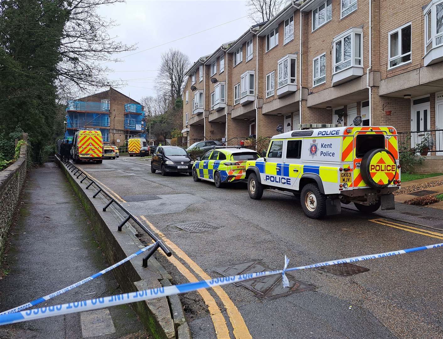 A cordon at Anstee Road, after a man in his 60s died