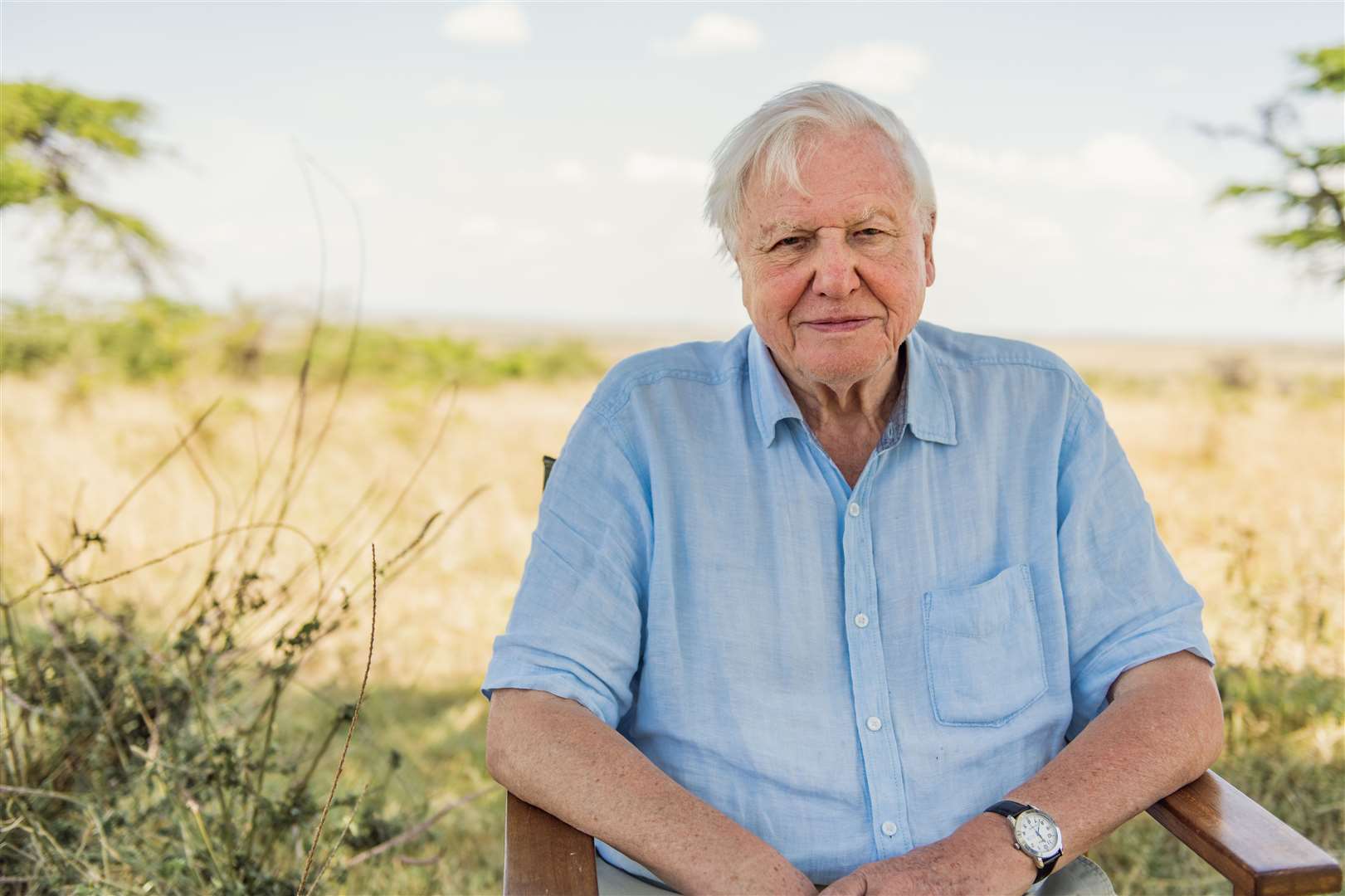 Sir David Attenborough in the Maasai Mara, Kenya Picture: WWF-UK/Conor McDonnell