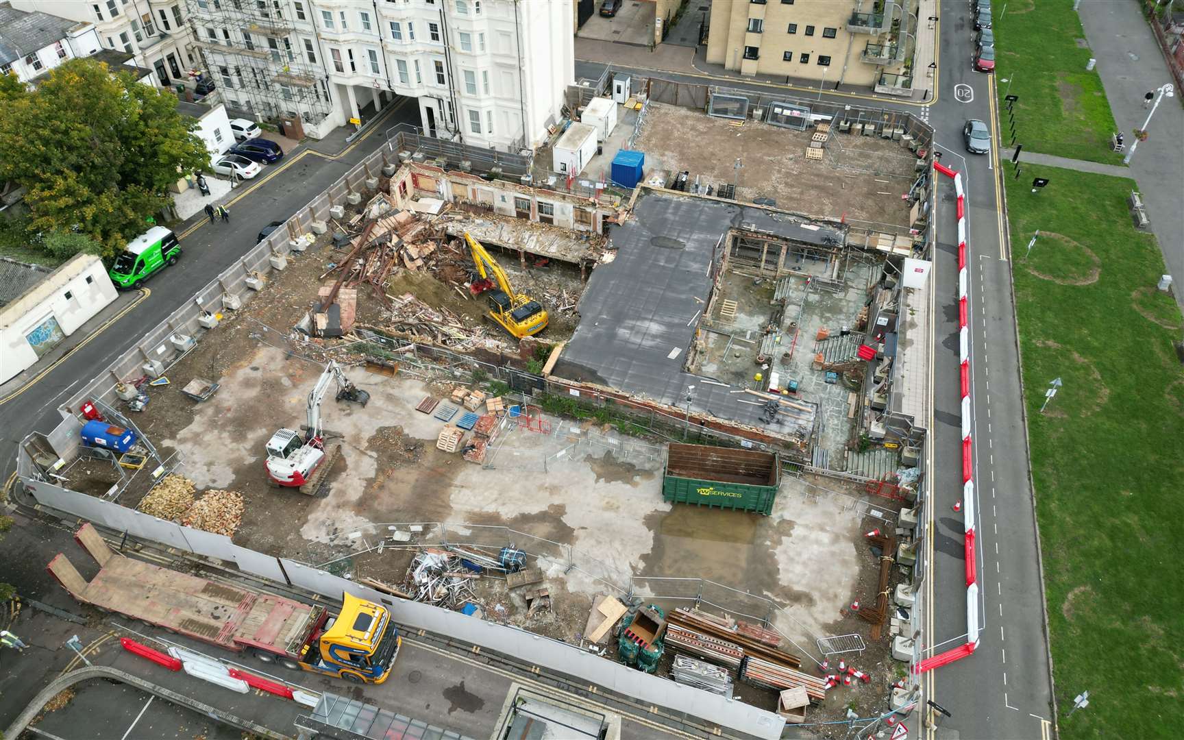 Demolition work taking place at the Leas Pavilion in 2022, before the two towers were erected. Picture: Barry Goodwin