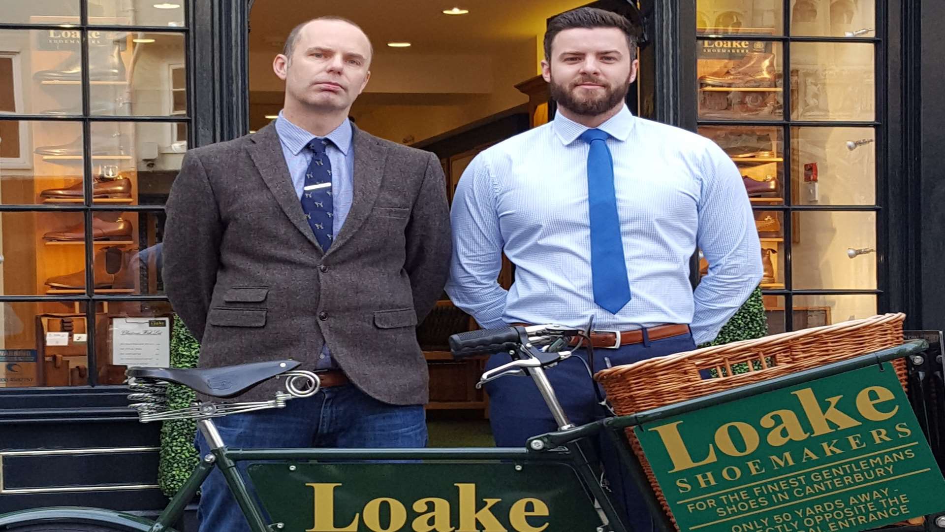 Business manager Mark Pegg (left) and sales director Keiron Macnamara with the Loake bike