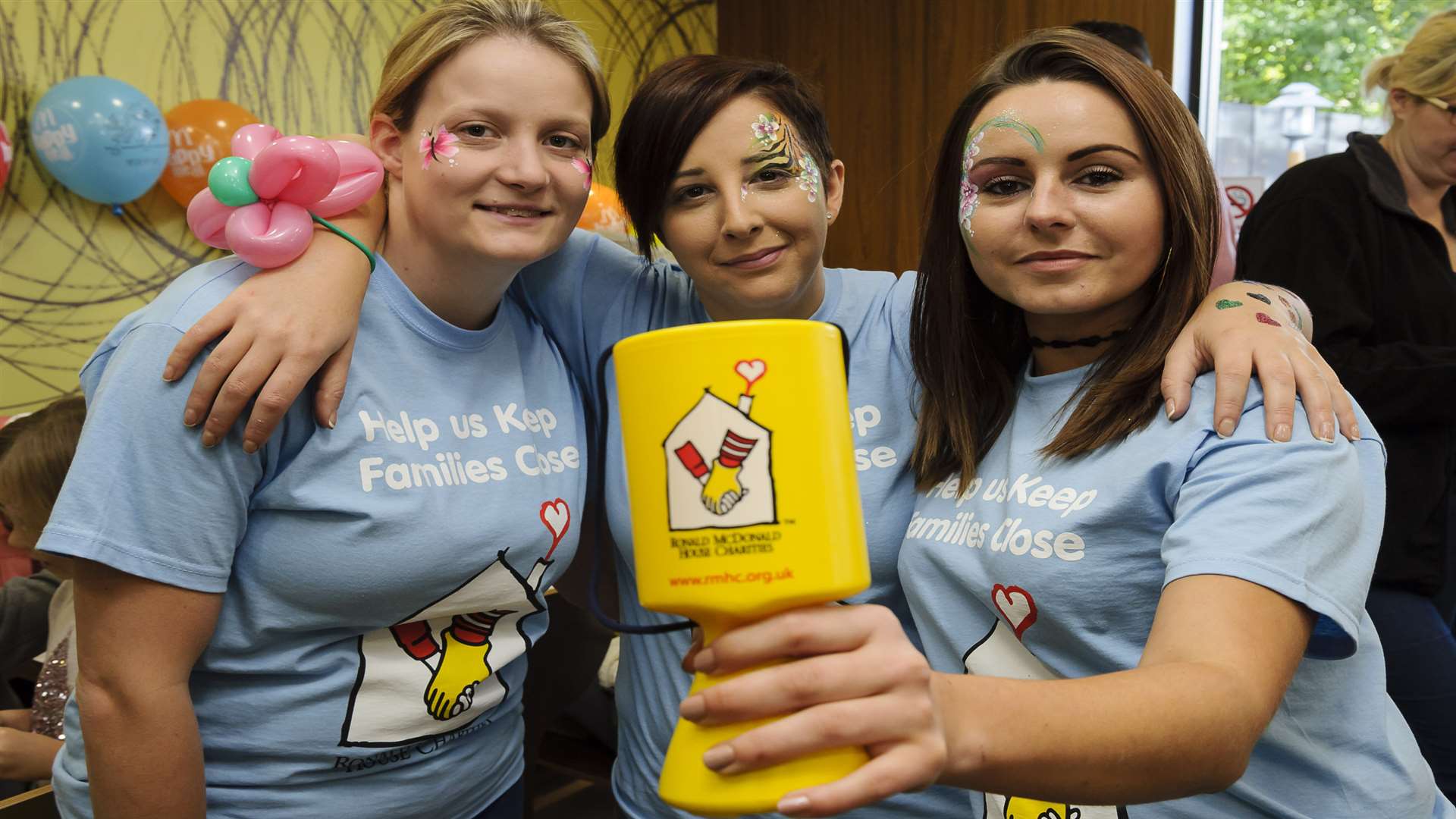 Emma Peters, Vicky Palmer and Stephanie Phillips collect some cash