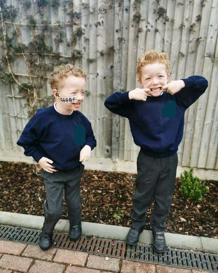 Simon Wilks said it was emotional to see twin sons Archie and Henry playing together in their school uniforms (Archie’s Journey/PA)