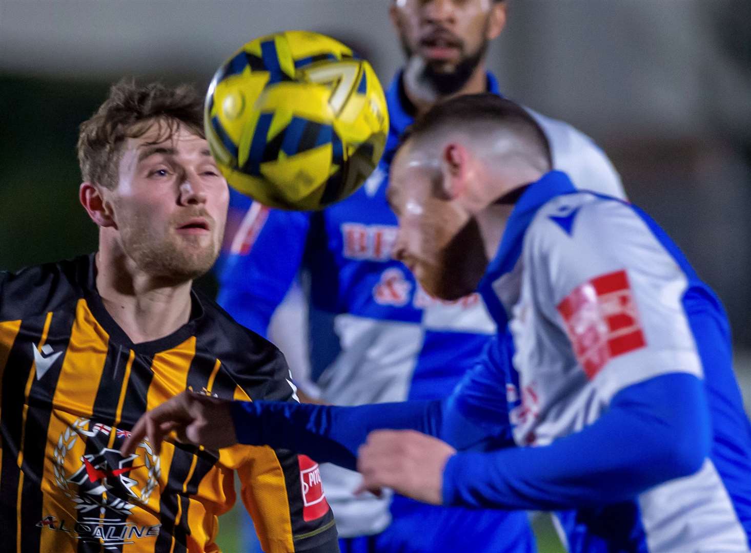 Kane Penn in the thick of it for Folkestone against Hornchurch. Picture: Ian Scammell