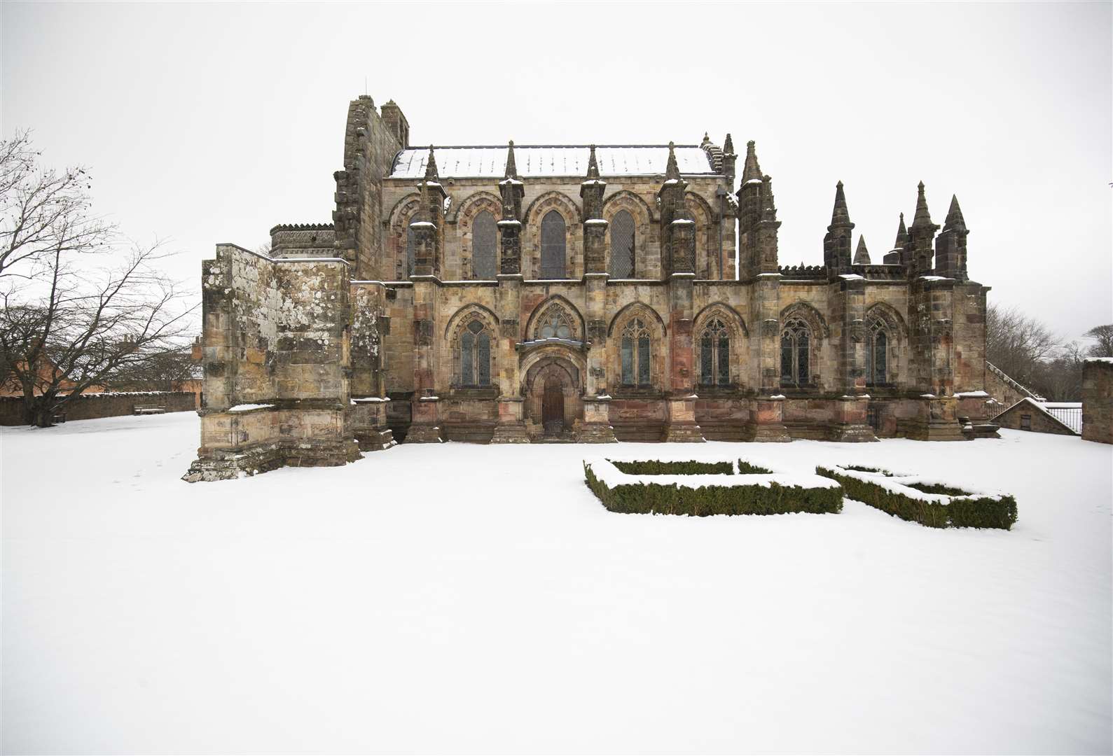 Rosslyn Chapel surrounded by snow in Midlothian (Jane Barlow/PA)