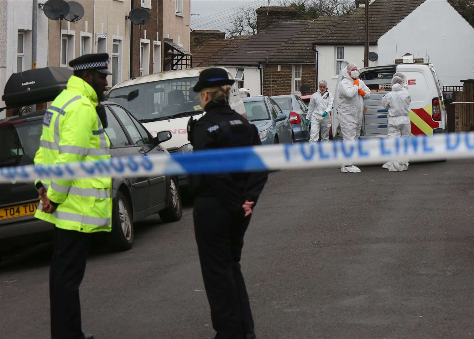 Police in Hamerton Road, Northfleet. Picture: UKNIP