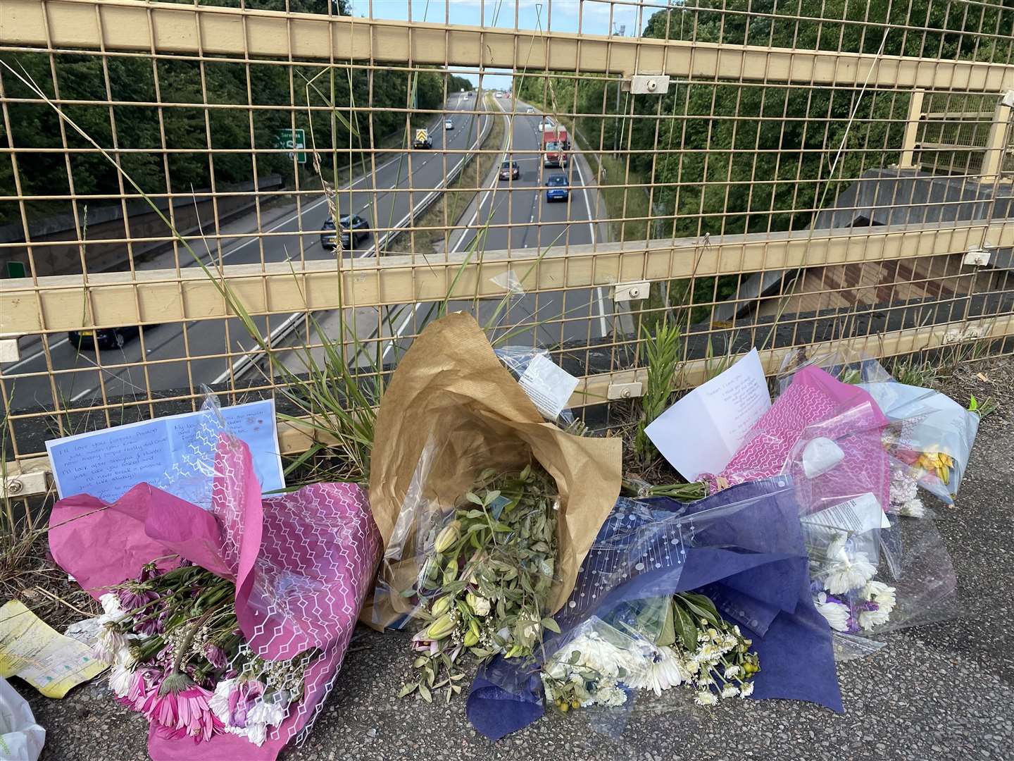 Tributes on the overpass at Key Street