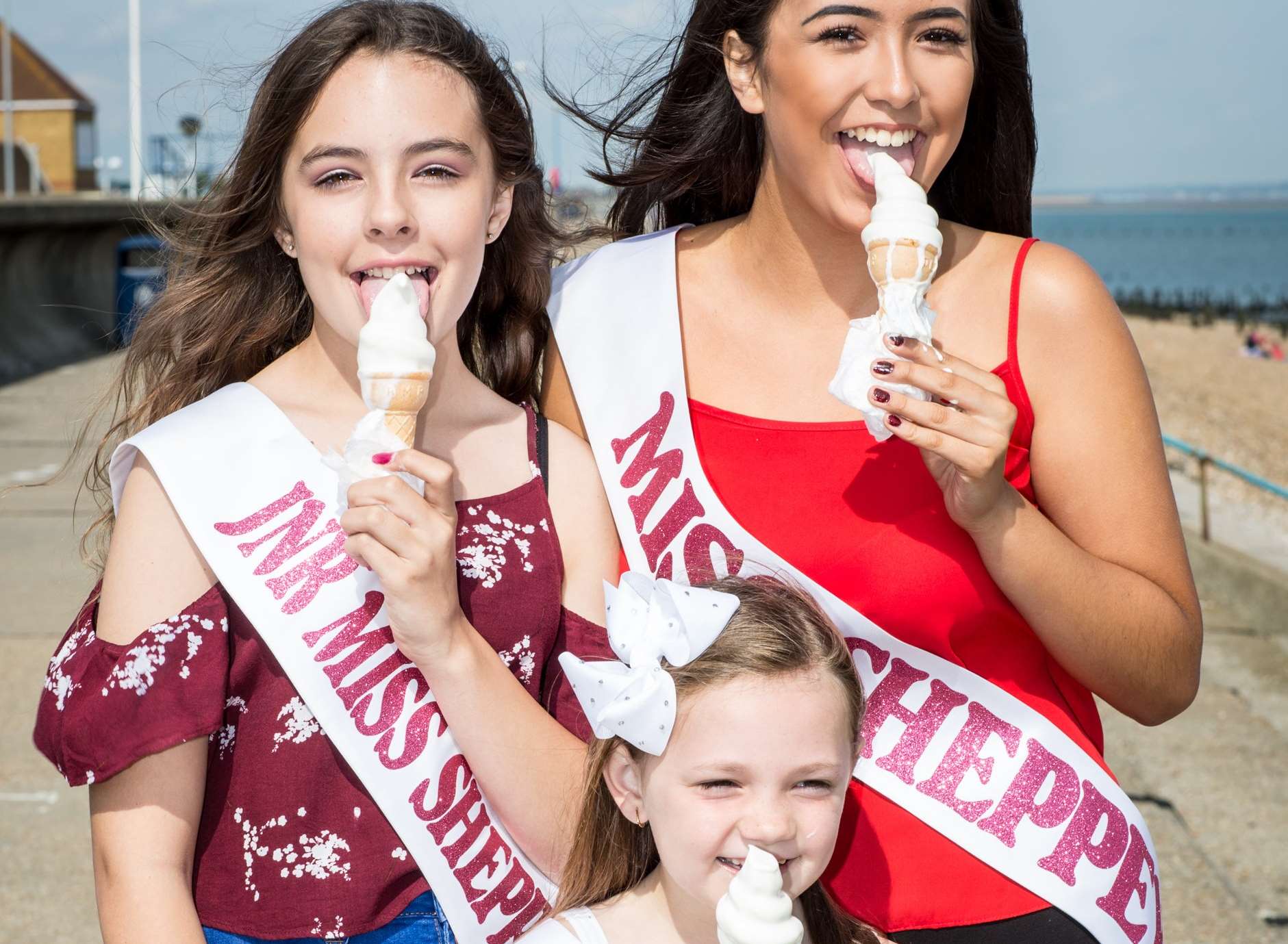 Sheppey Carnival Queen Emily Pope, 13, with Junior Princess Darcey Kidd, 12, and Rosebud Poppy Holland-Rowe, 7.