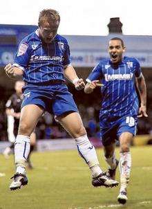 Danny Jackman celebrates scoring the winning goal