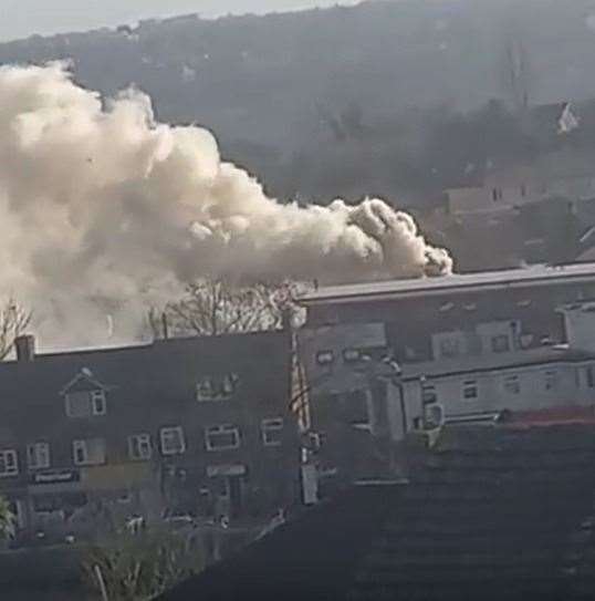 Fire crews were called to a small outbuilding alight on Cuxton Road, Strood yesterday. Photo: Louise Sanders