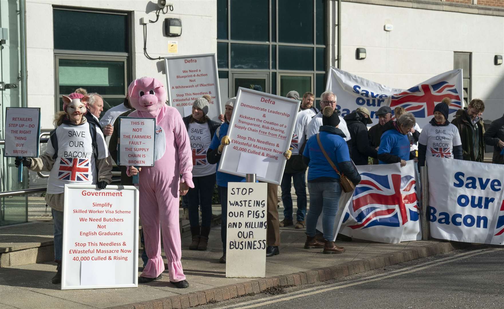 A demonstration outside the Department for Environment, Food & Rural Affairs office in York (Danny Lawson/PA)