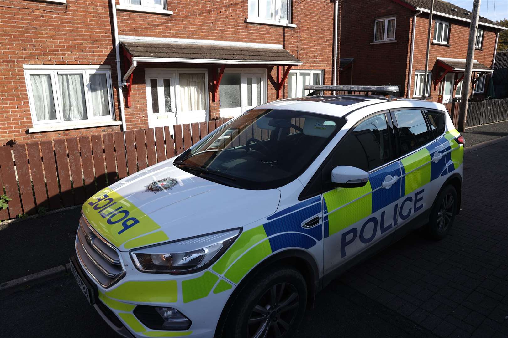 Emergency services attended the scene in the Windmill Court area of Dungannon, Co Tyrone (Liam McBurney/PA)