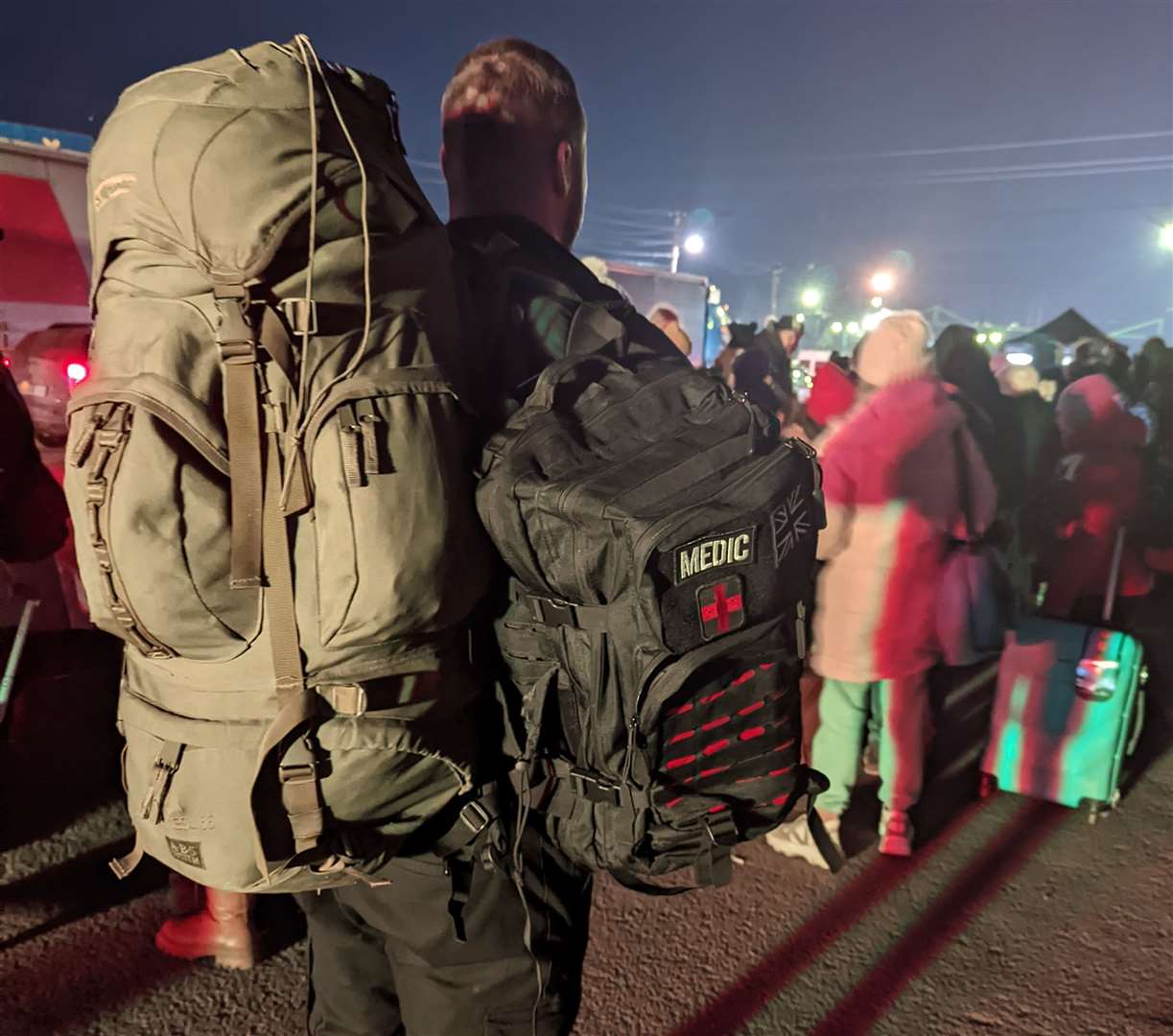 Matt Spedding queuing at the Ukraine Poland border