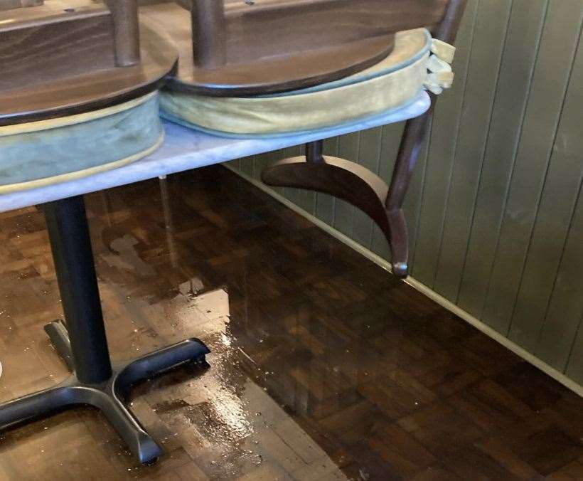 The Restaurant MS, Folkestone, has flooded. Pic:@marksargey10/Instagram