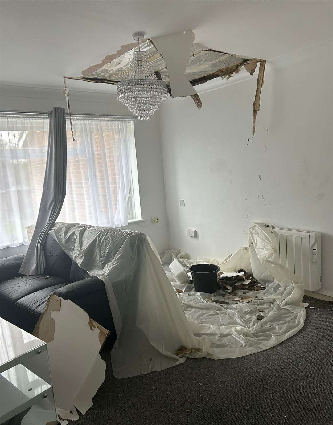 The collapsed ceiling at Michael Trottier's Anchor Housing flat