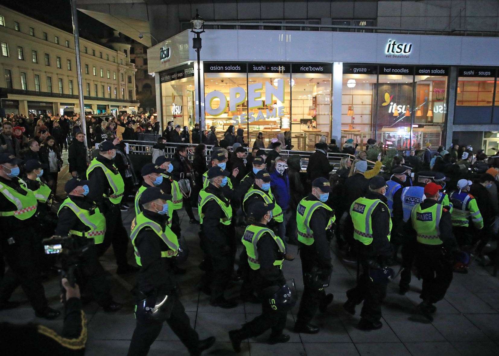 Police officers during the march (Aaron Chown/PA)