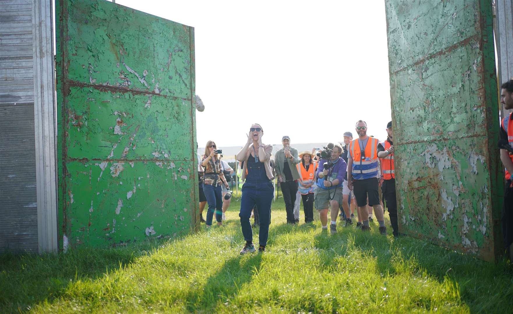 Emily Eavis opened the gates on the first day of the Glastonbury Festival (Yui Mok/PA)