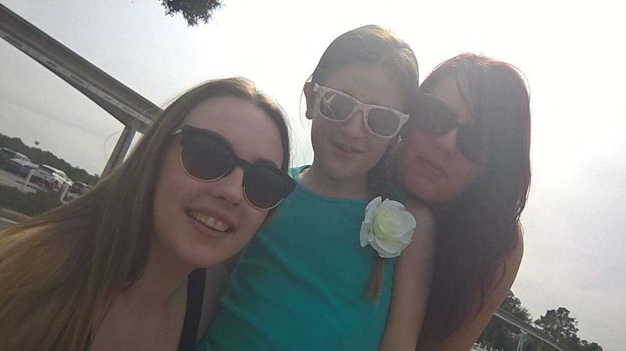 Sophia pictured with her daughters Phoebe and Bess