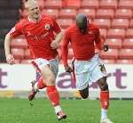 Jamal Campbell-Ryce celebrates his opening goal. Picture: Barry Goodwin