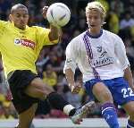 BIG DAY: Danny Spiller in action against Watford last Saturday when he grabbed his first league goal. Picture: PAUL DENNIS