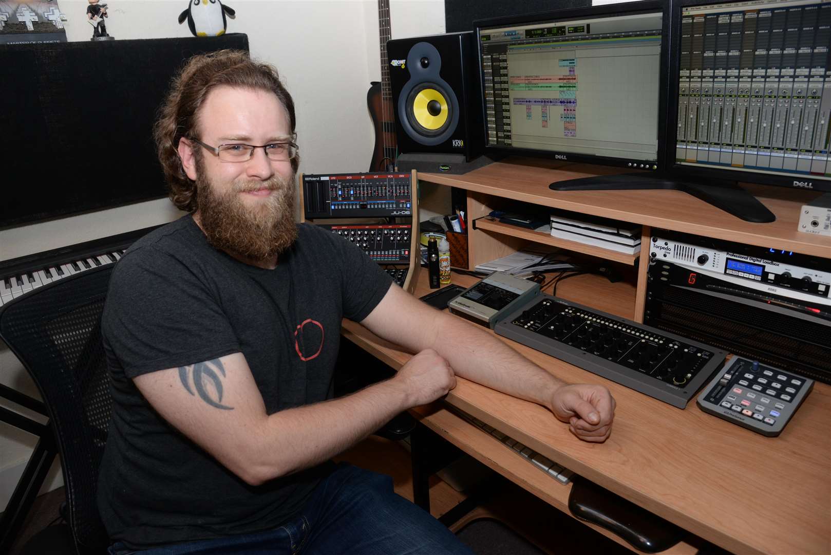 Graham Waller of James Street, Gillingham, in his recording studio. Picture: Chris Davey