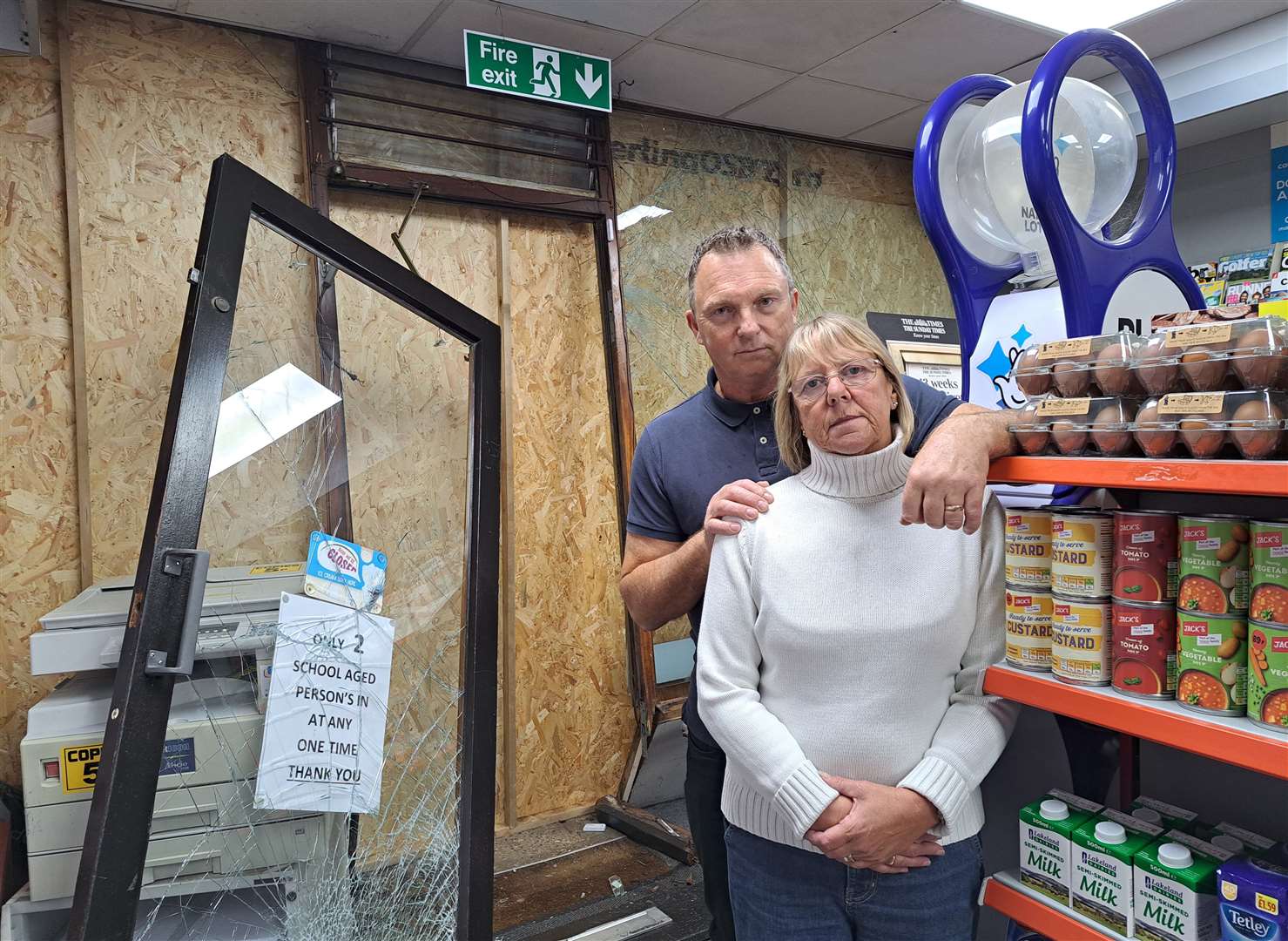 Richard and Anne Manuel at St Stephens News in Canterbury following the raid in October