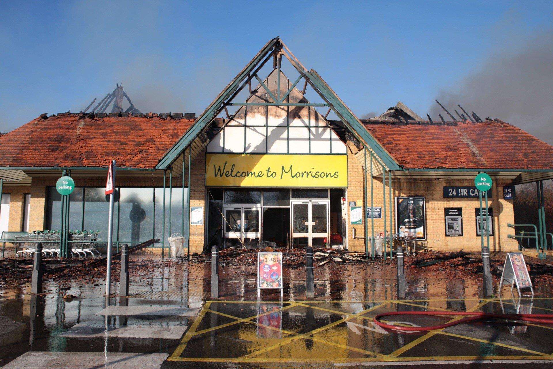 The Morrisons supermarket now the fire has been extinguished. Picture: Kent Fire and Rescue