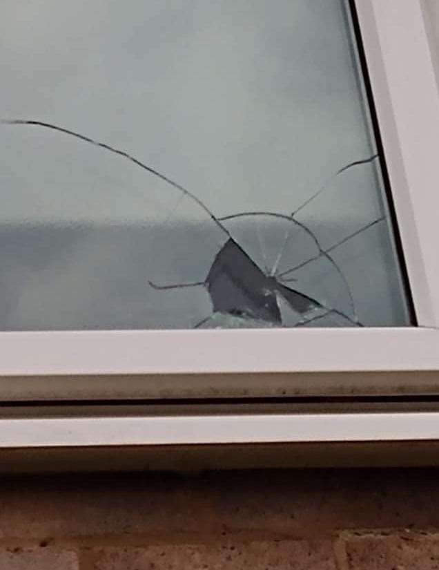 Jonathan Lawrence reported the crack on his outside window to the police. Photo: Jonathan Lawrence