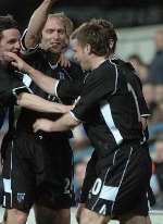 Gills celebrate Flynn's goal after 17 minutes. Picture: GRANT FALVEY