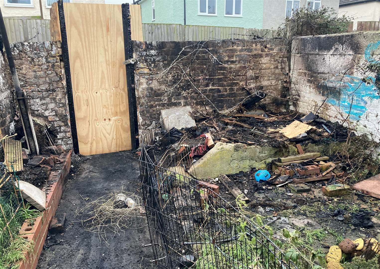 The fire swept through the family's garden in Unity Street, Sheerness