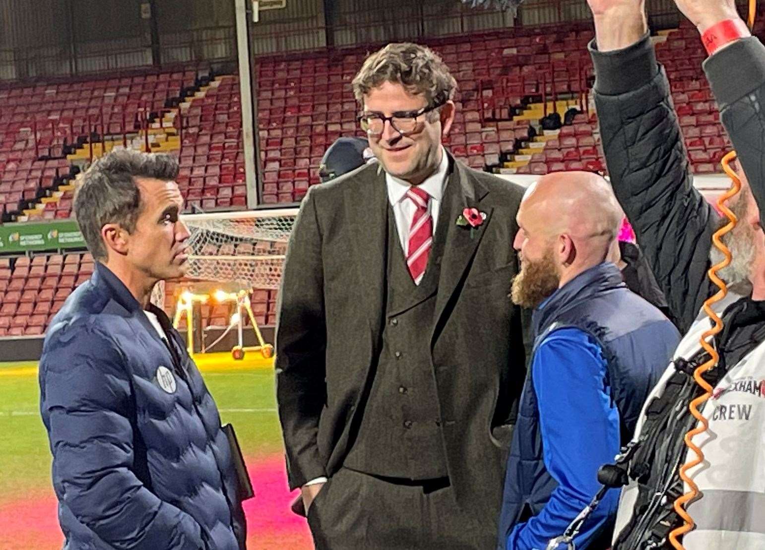 Jonny Williams filmed chatting to Wrexham's co-owner Rob McElhenney by the 'Welcome to Wrexham' crew after Gillingham's weekend defeat