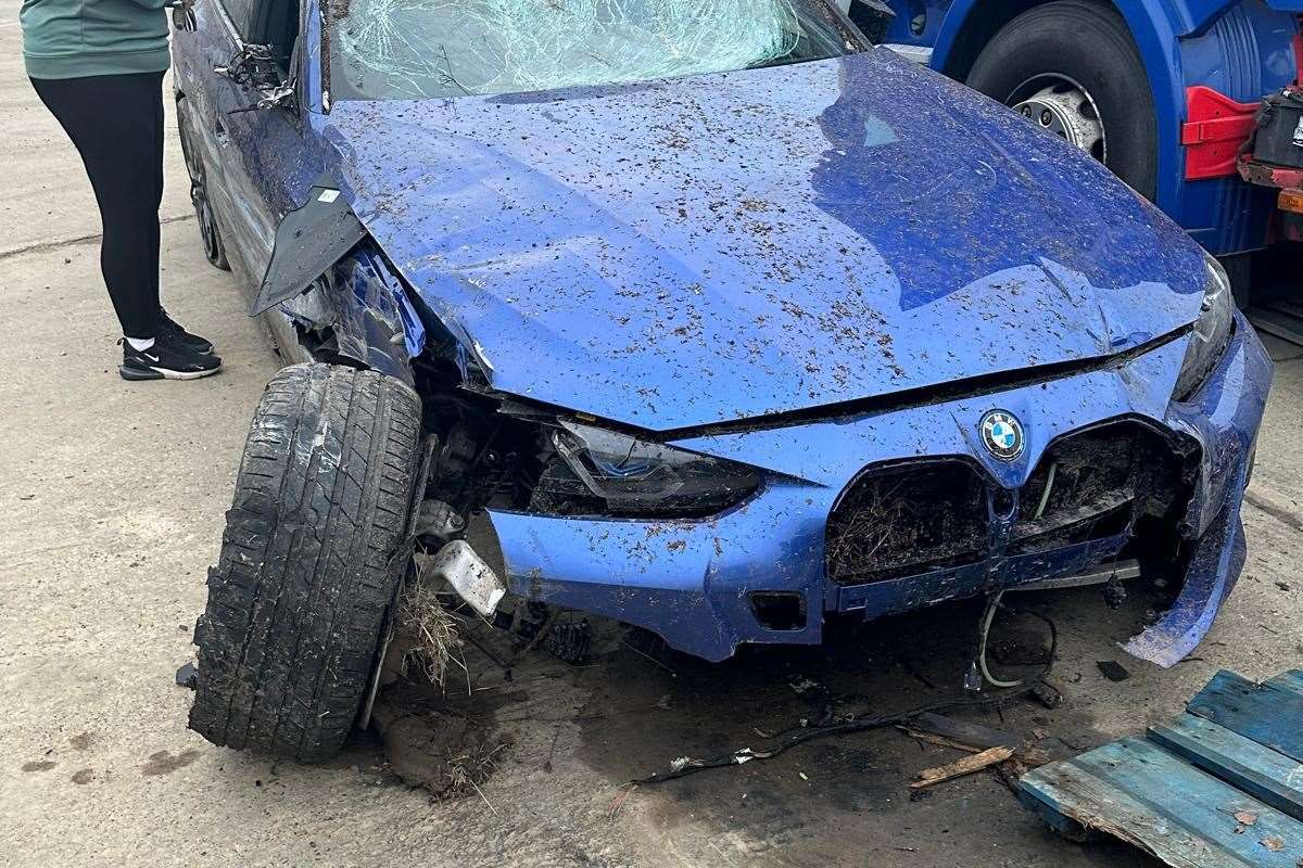 The four-month-old BMW, which cost £90,000, has been written off