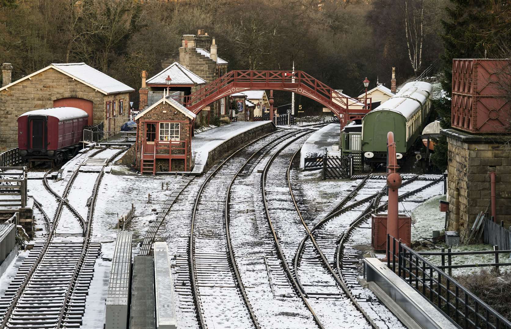 A chilly start at Goathland train station (Danny Lawson/PA)