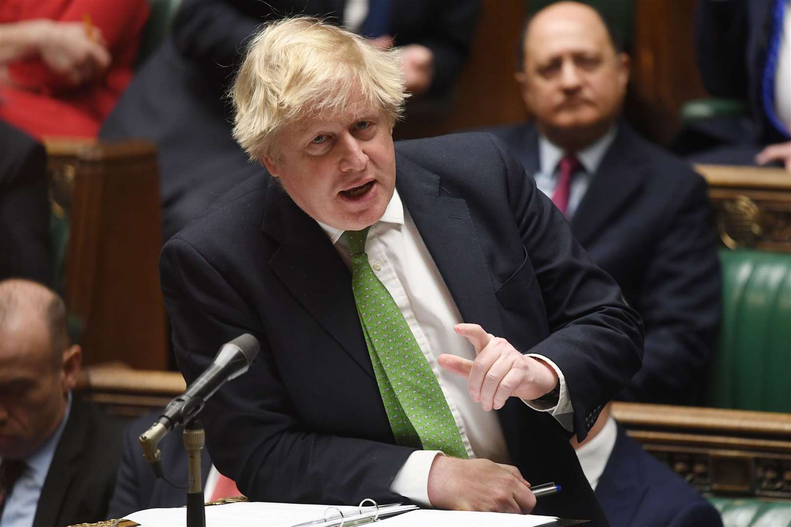 Boris Johnson announces sanctions in the House of Commons (Jessica Taylor/UK Parliament/PA)