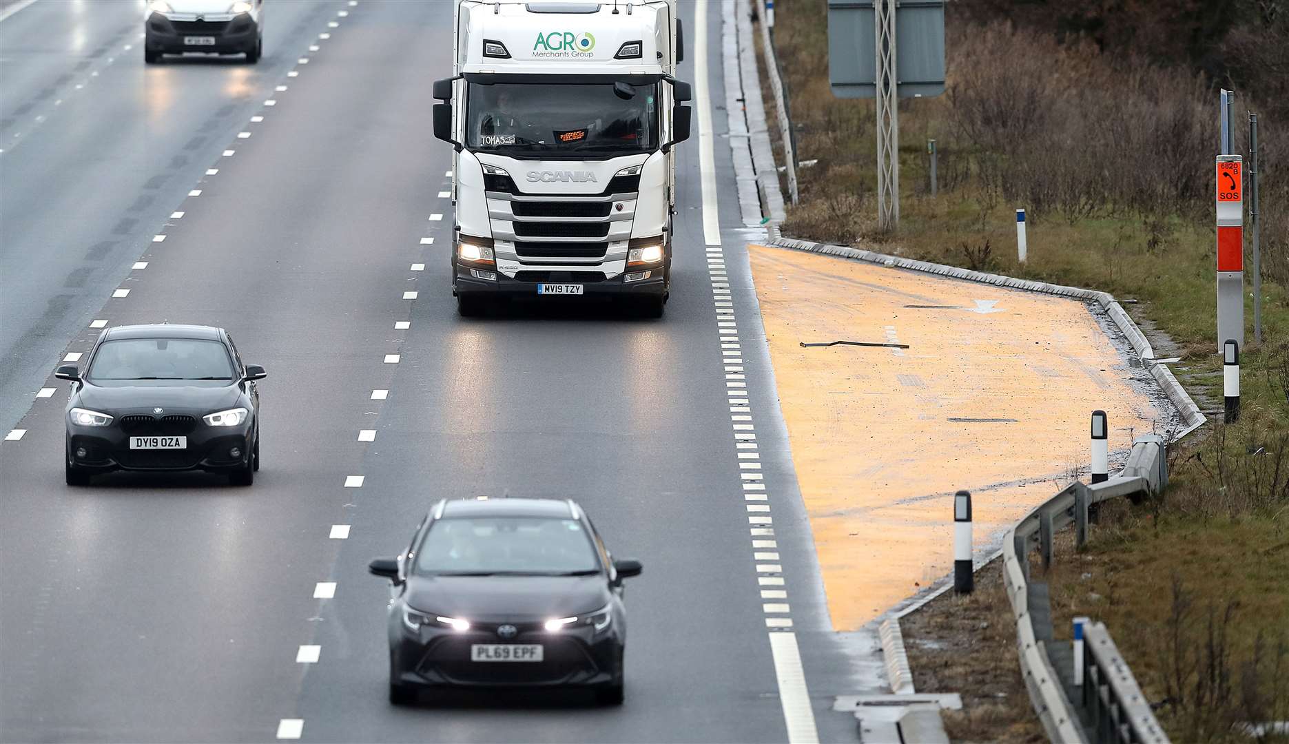 Traffic passes an Emergency Refuge Area on the smart motorway section of the M6 in Cheshire (Martin Rickett/PA)