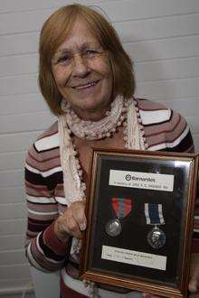 Pat Austin with the medals