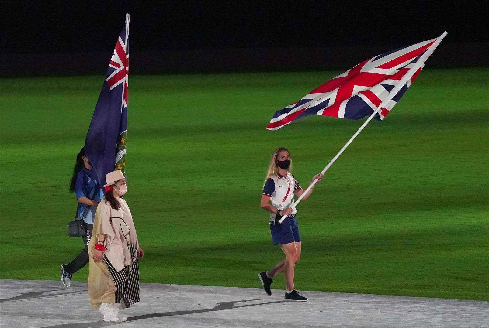 Great Britain’s Laura Kenny during the closing ceremony (Martin Rickett/PA)