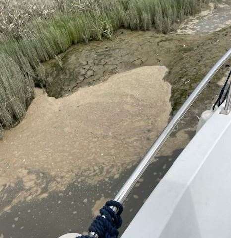 'Silt' build up at high tide in Milton Creek, near Sittingbourne. Picture: Gerry Lilley